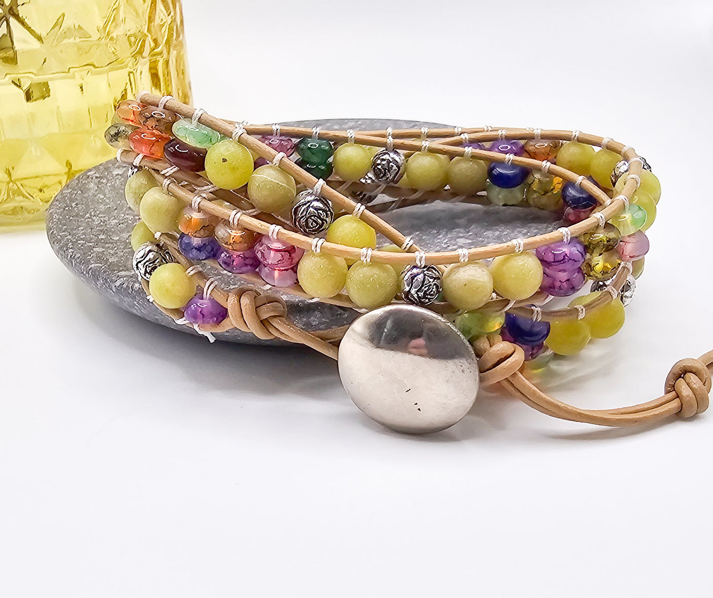 Olive Bohemian Beaded Wrap Bracelet