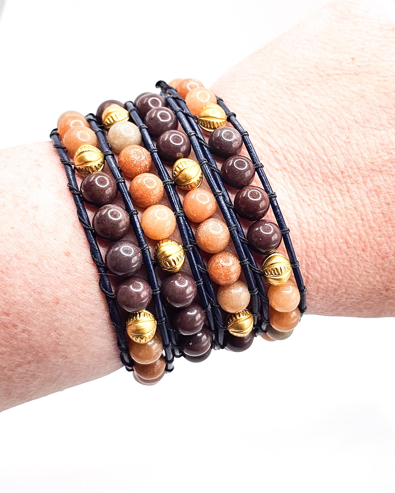 Woven Bohemian Gemstone Wrap Bracelet