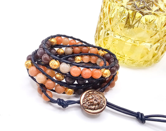 Woven Bohemian Gemstone Wrap Bracelet