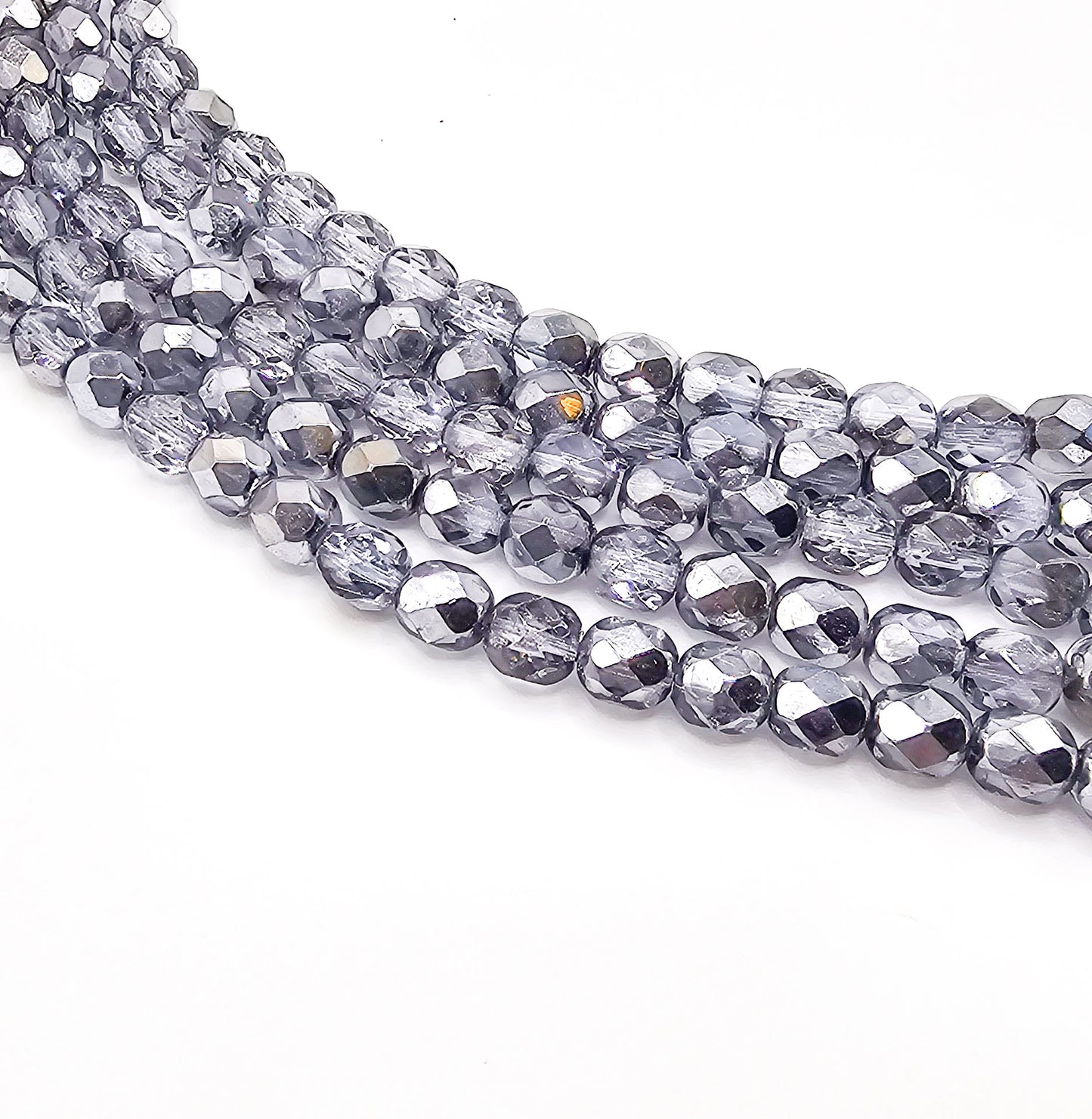 Gunmetal Silver Czech Beads 6 MM