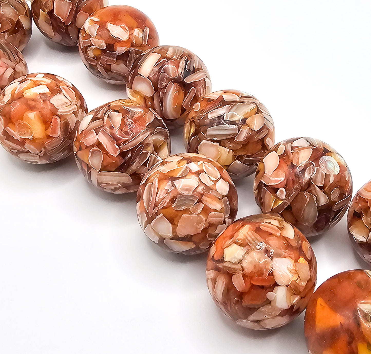 Large Burnt Orange Mother of Pearl Focal Bead – 24mm