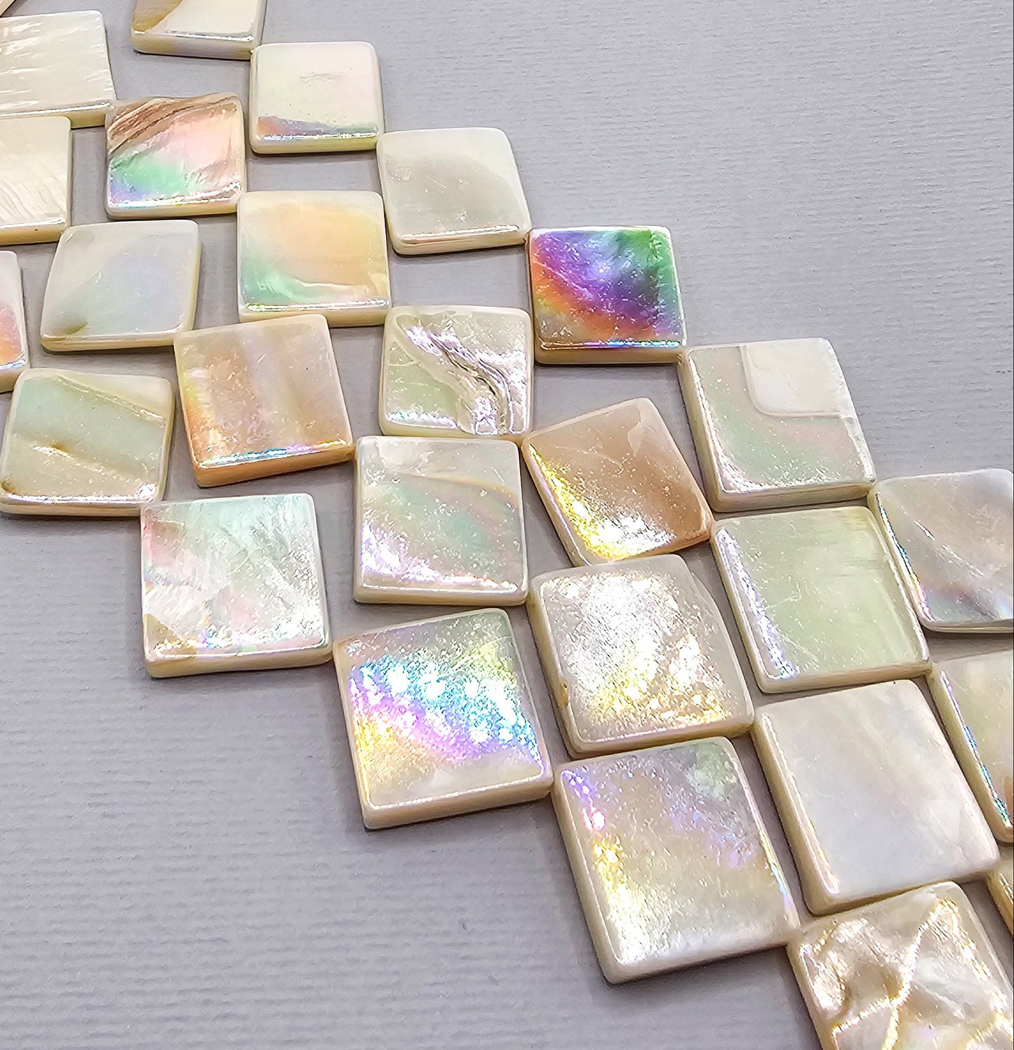 Cream AB Natural Mother Of Pearl Diamond Beads – 16" Strand
