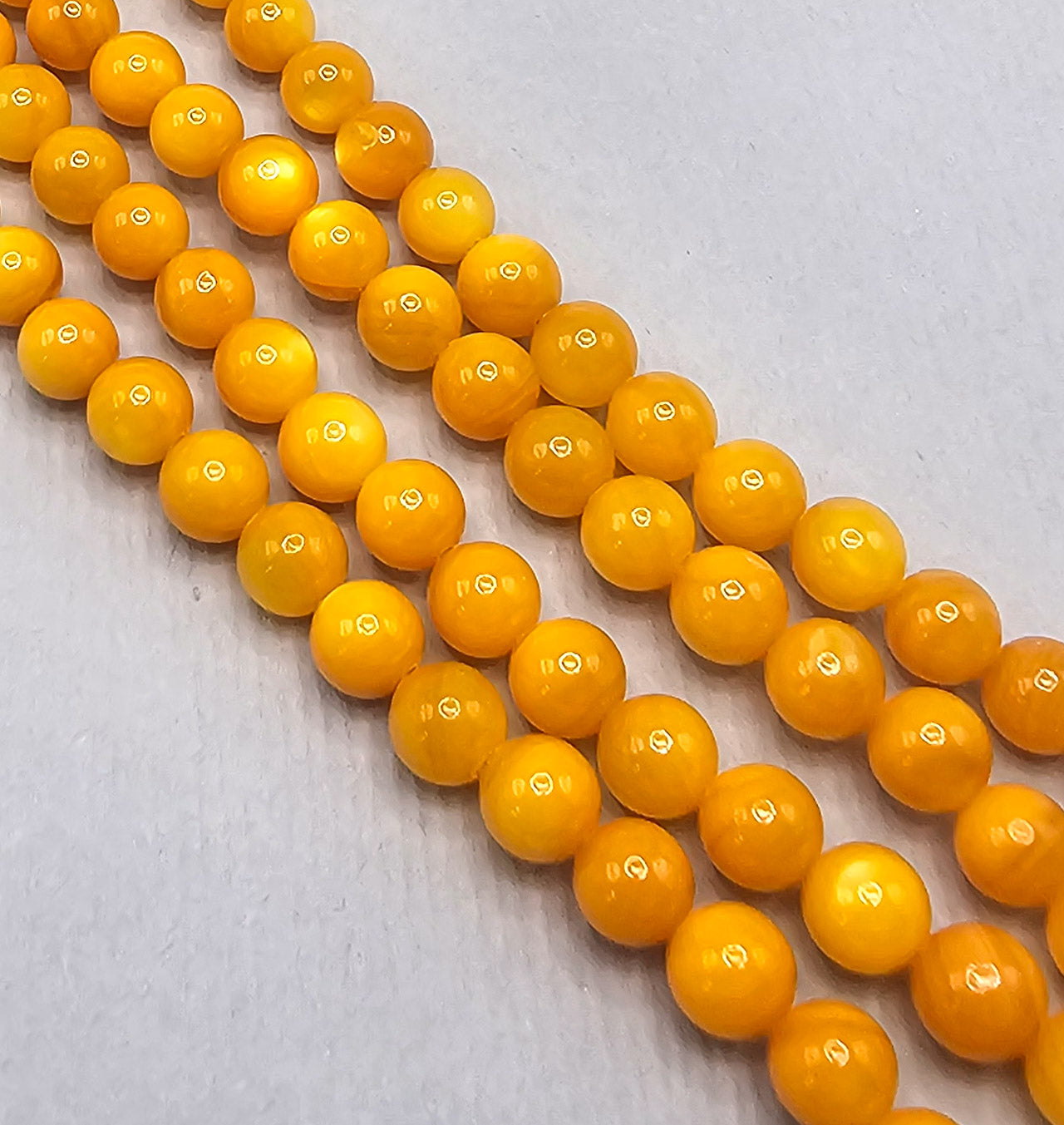 Orange Round Mother of Pearl Beads – Full 16" Strand