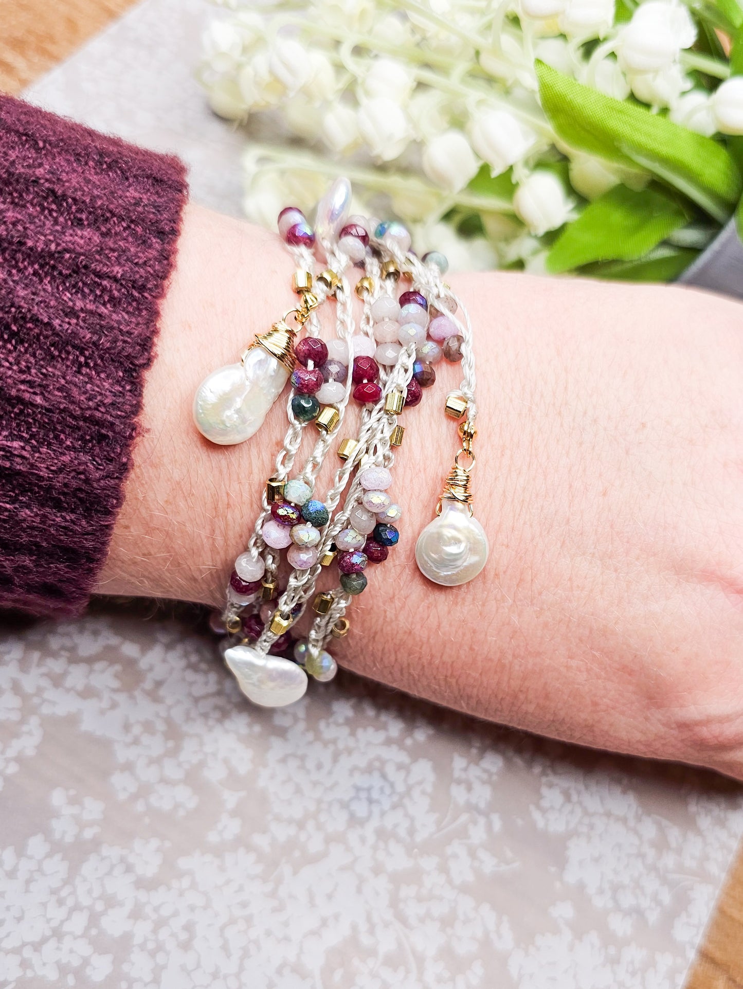 Bohemian Multi-Wrap Pearl Bracelet/Necklace