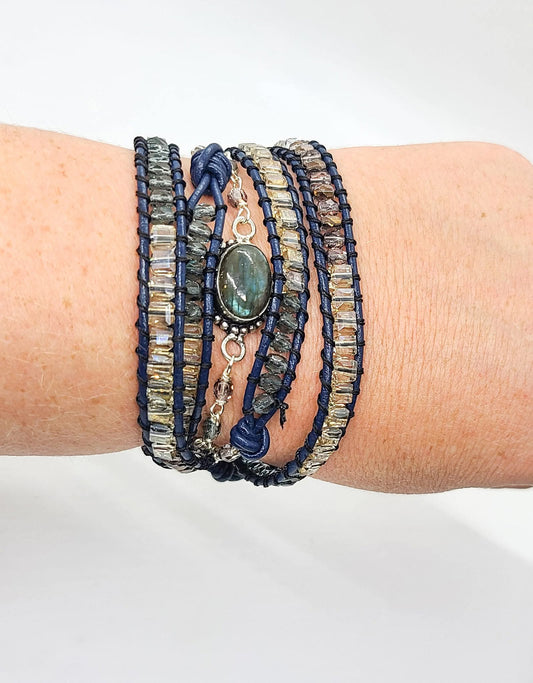 Labradorite Beaded Wrap Bracelet