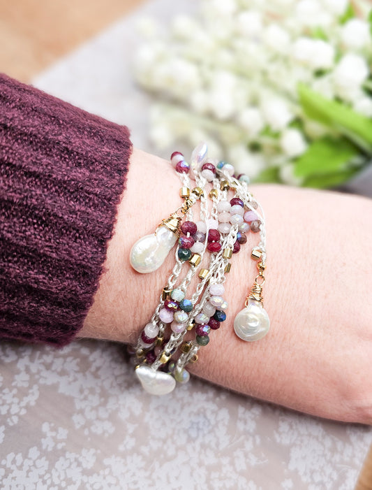 Bohemian Multi-Wrap Pearl Bracelet/Necklace