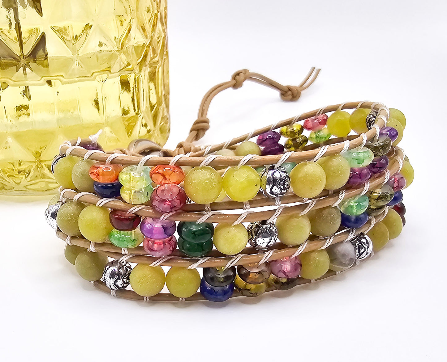 Olive Bohemian Beaded Wrap Bracelet