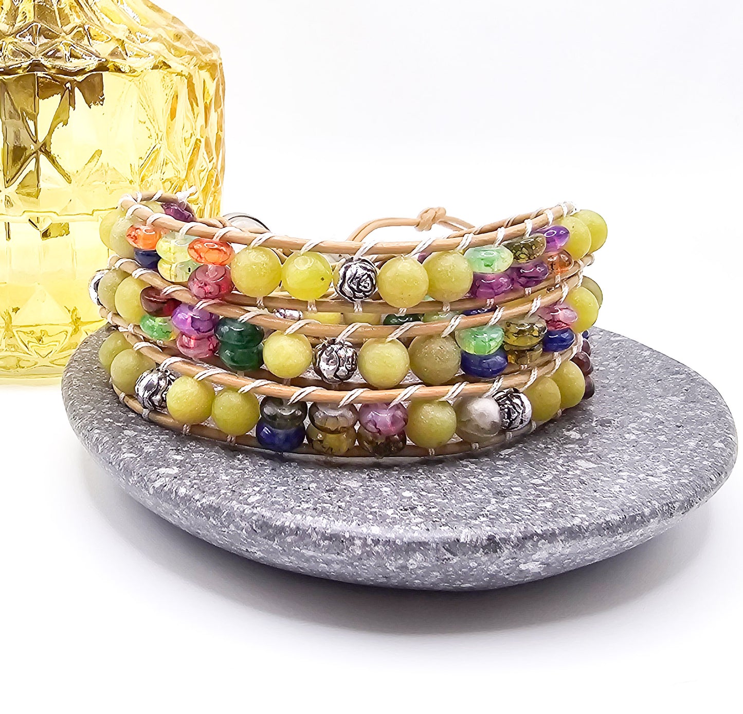 Olive Bohemian Beaded Wrap Bracelet