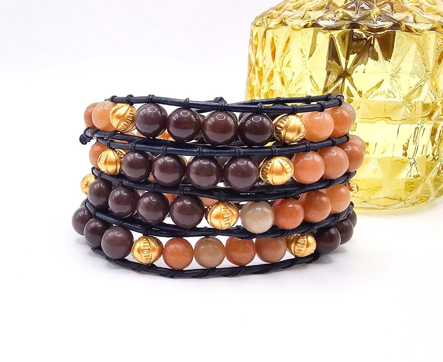 Woven Bohemian Gemstone Wrap Bracelet