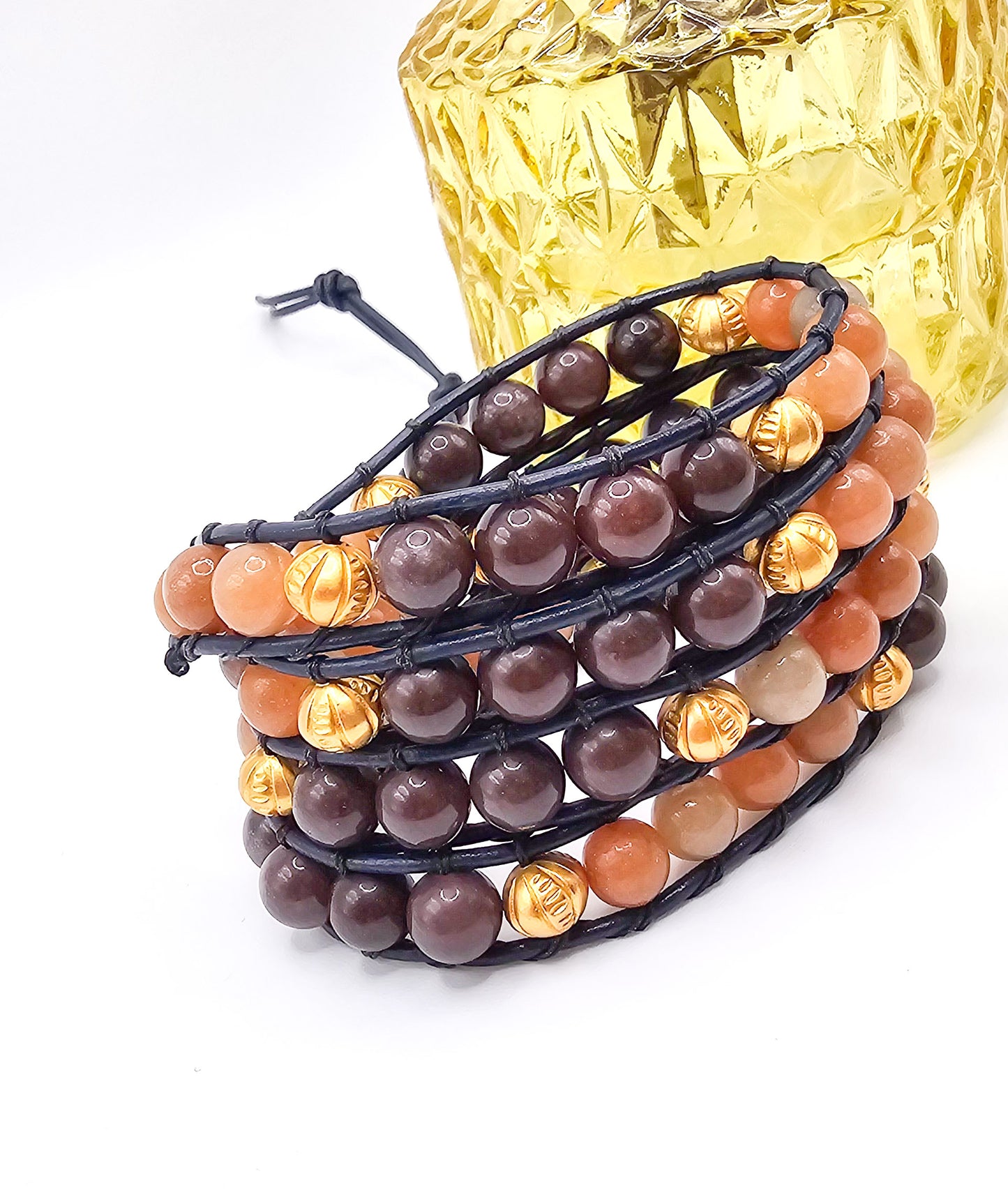 Woven Bohemian Gemstone Wrap Bracelet
