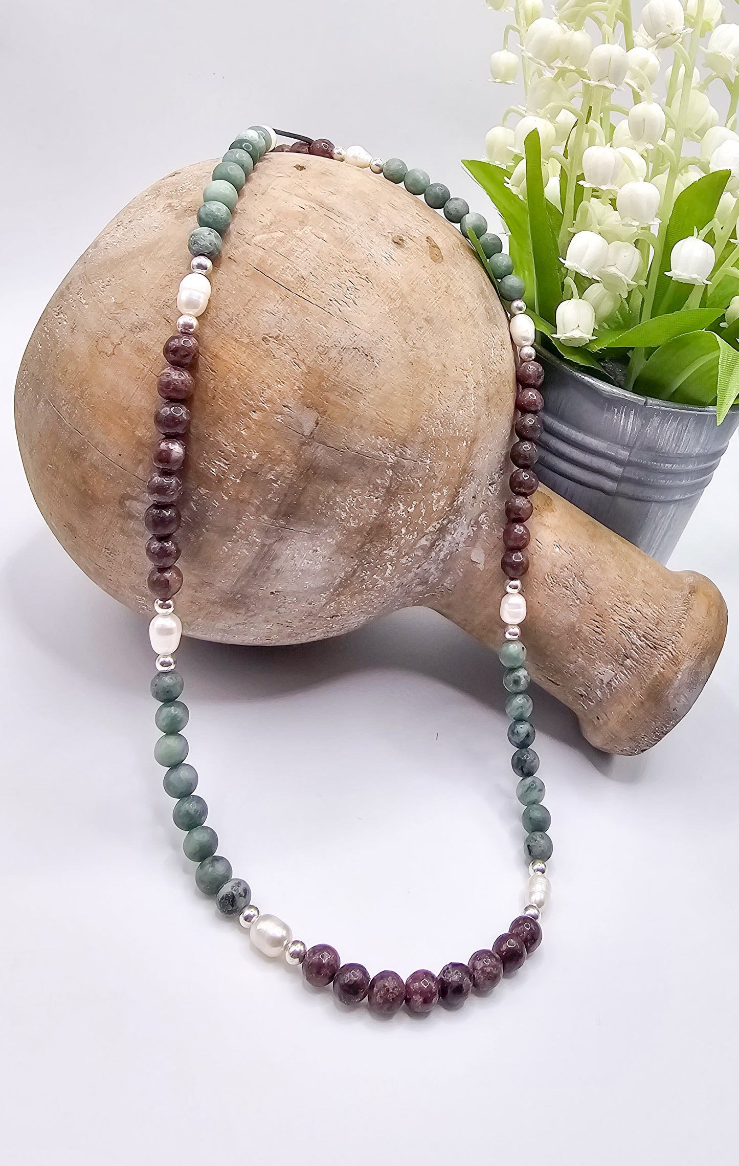 Bohemian Pearl Gemstone Necklace