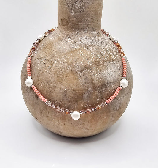 Dainty Pearl Pink Stacking Necklace