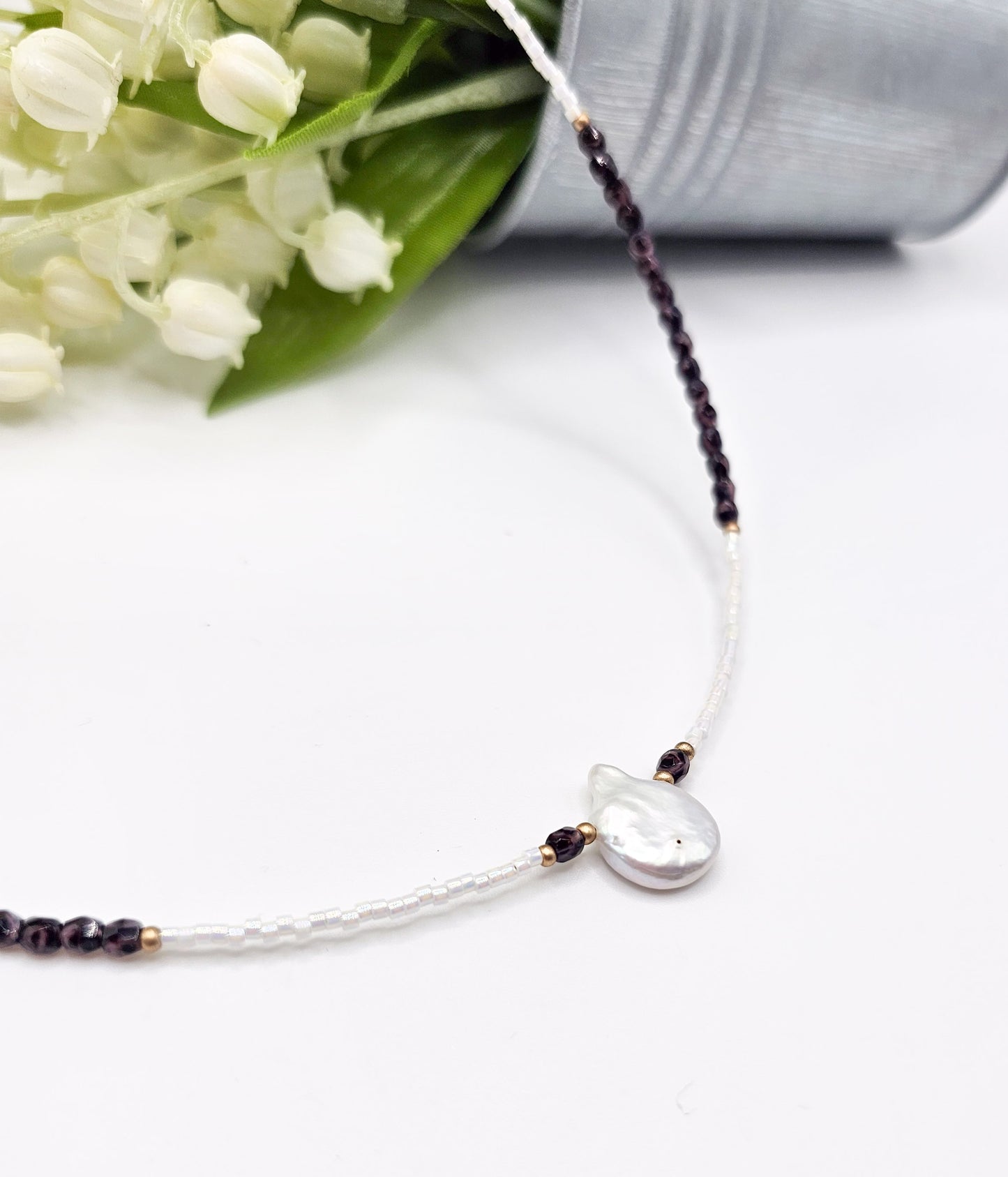 Snow White Picasso Pearl Necklace
