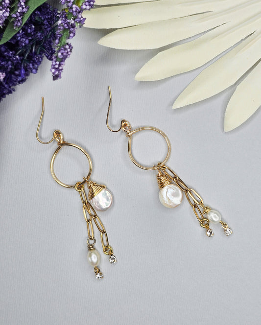 Gold Hoop Dangle Earrings