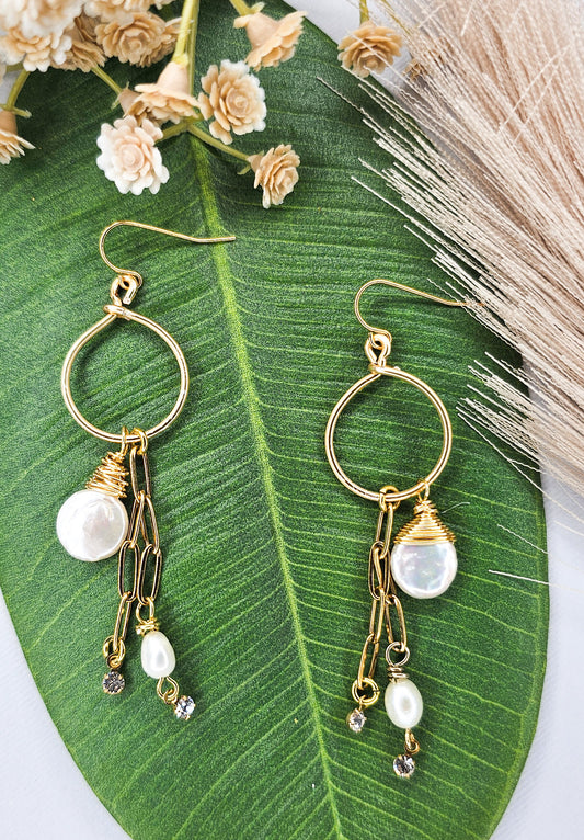 Gold Hoop Dangle Earrings
