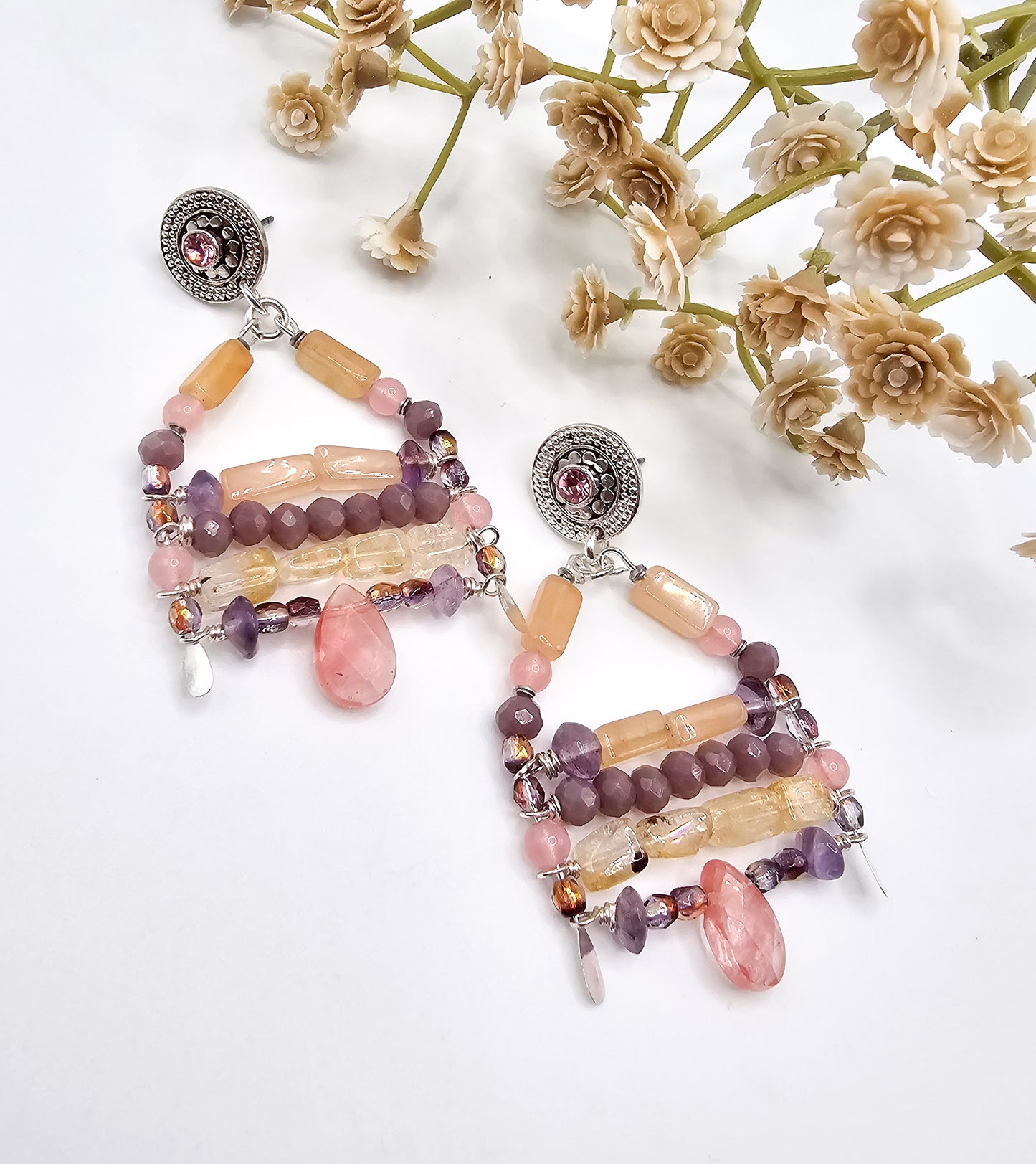 Rose Quartz Bohemian Earrings