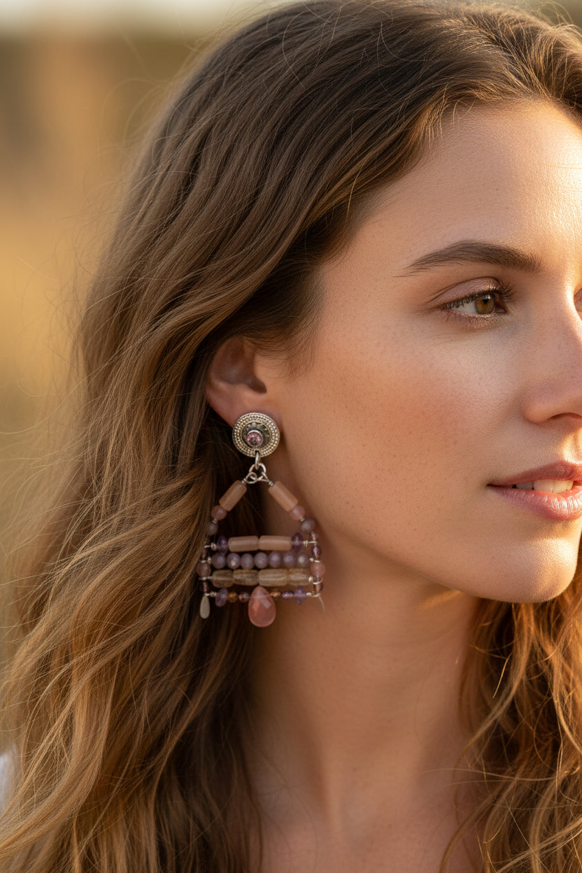 Rose Quartz Bohemian Earrings