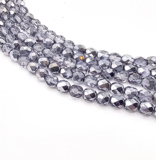 Gunmetal Silver Czech Beads 6 MM