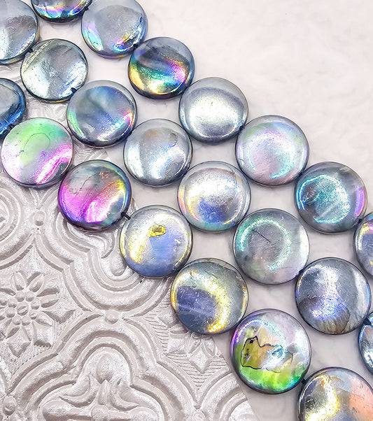 Blue Silver AB Mother Of Pearl Beads – 16" Strand