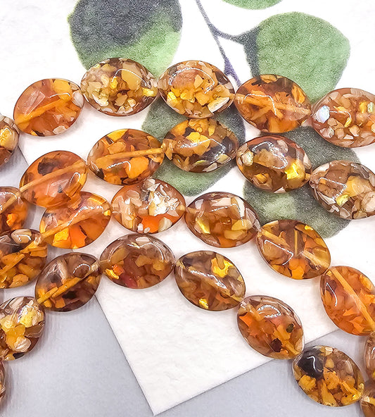 Burnt Orange Mother of Pearl Flat Puff Beads – Full 16" Strand