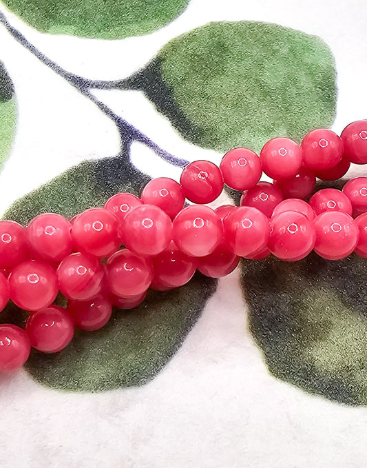 Pearly Pink 4 MM Round Mother of Pearl Beads – Full 16" Strand