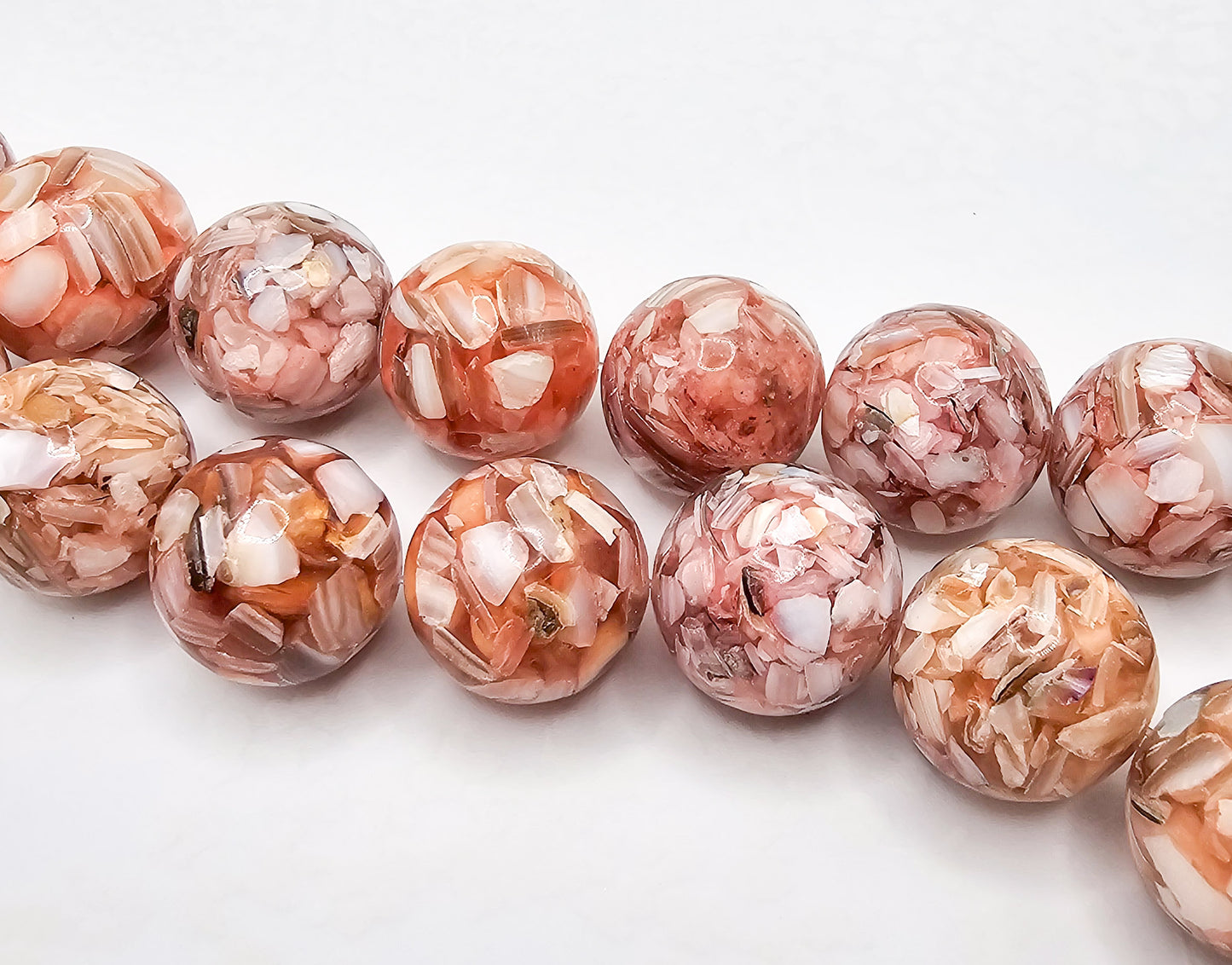 Burnt Orange Mother of Pearl & Resin Focal Beads – 18mm (Set of 4)