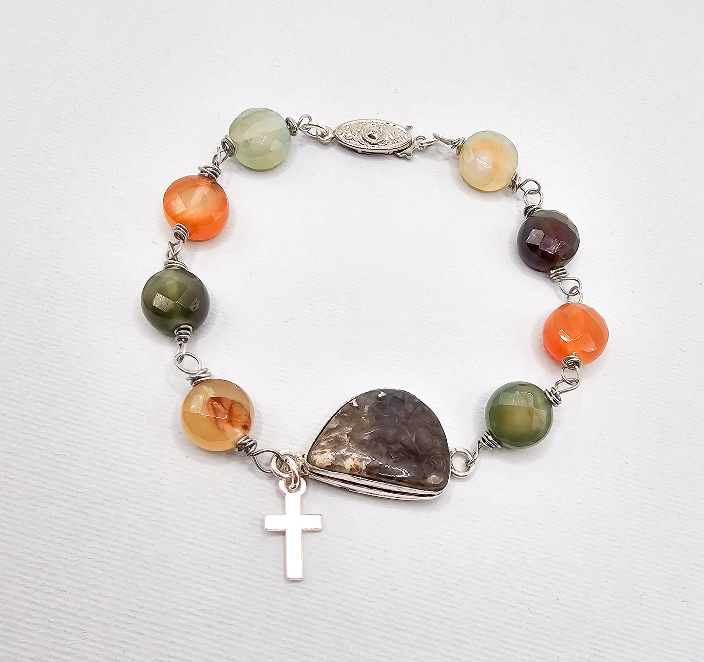 Agate Cross Gemstone Bracelet