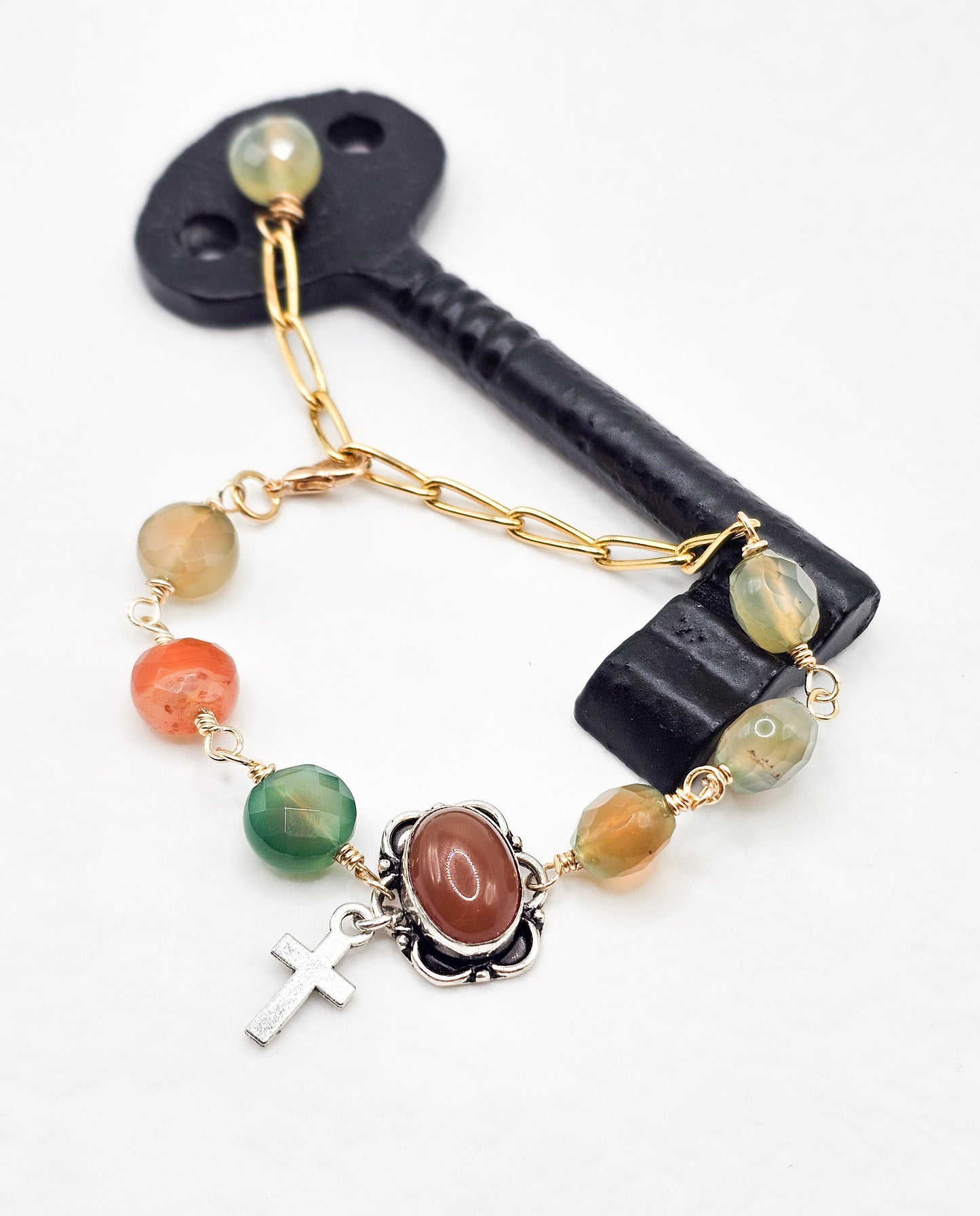 Carnelian Cross Bracelet