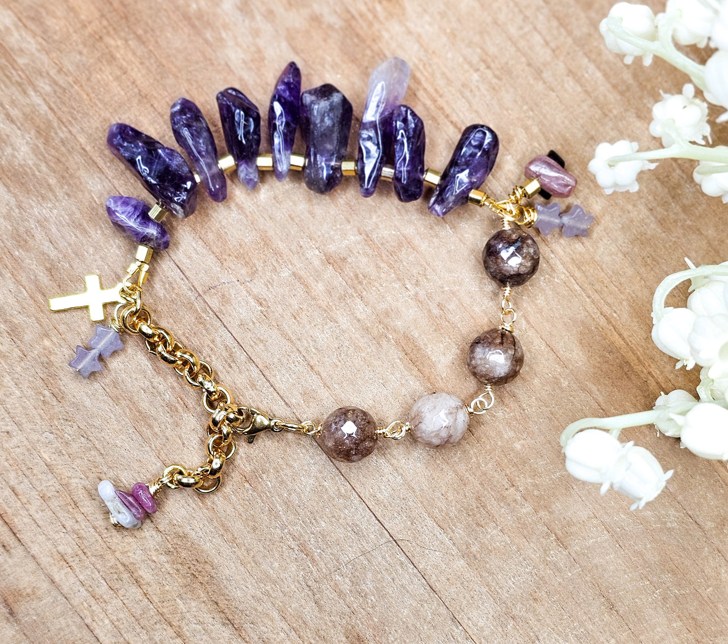 Amethyst Semi Precious Gemstone Bracelet