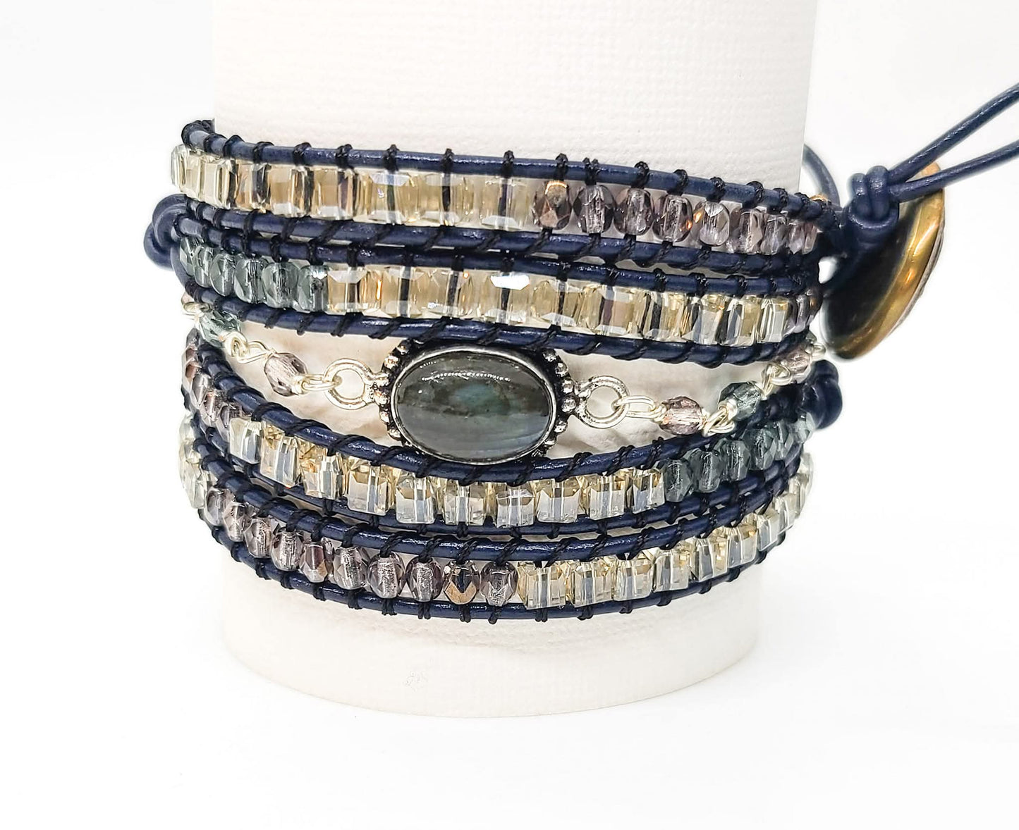 Labradorite Beaded Wrap Bracelet
