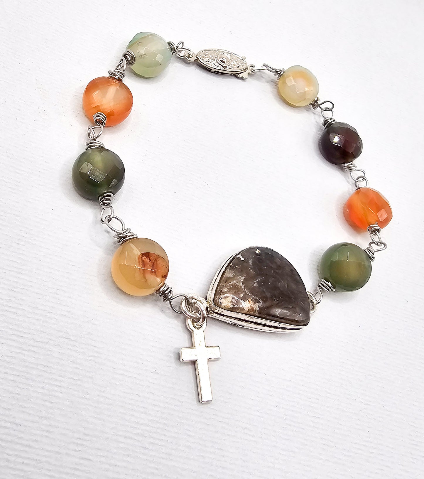 Agate Cross Gemstone Bracelet