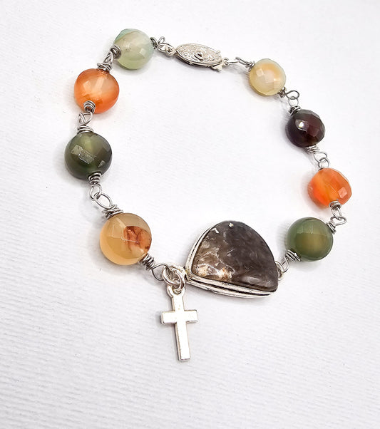 Agate Cross Gemstone Bracelet