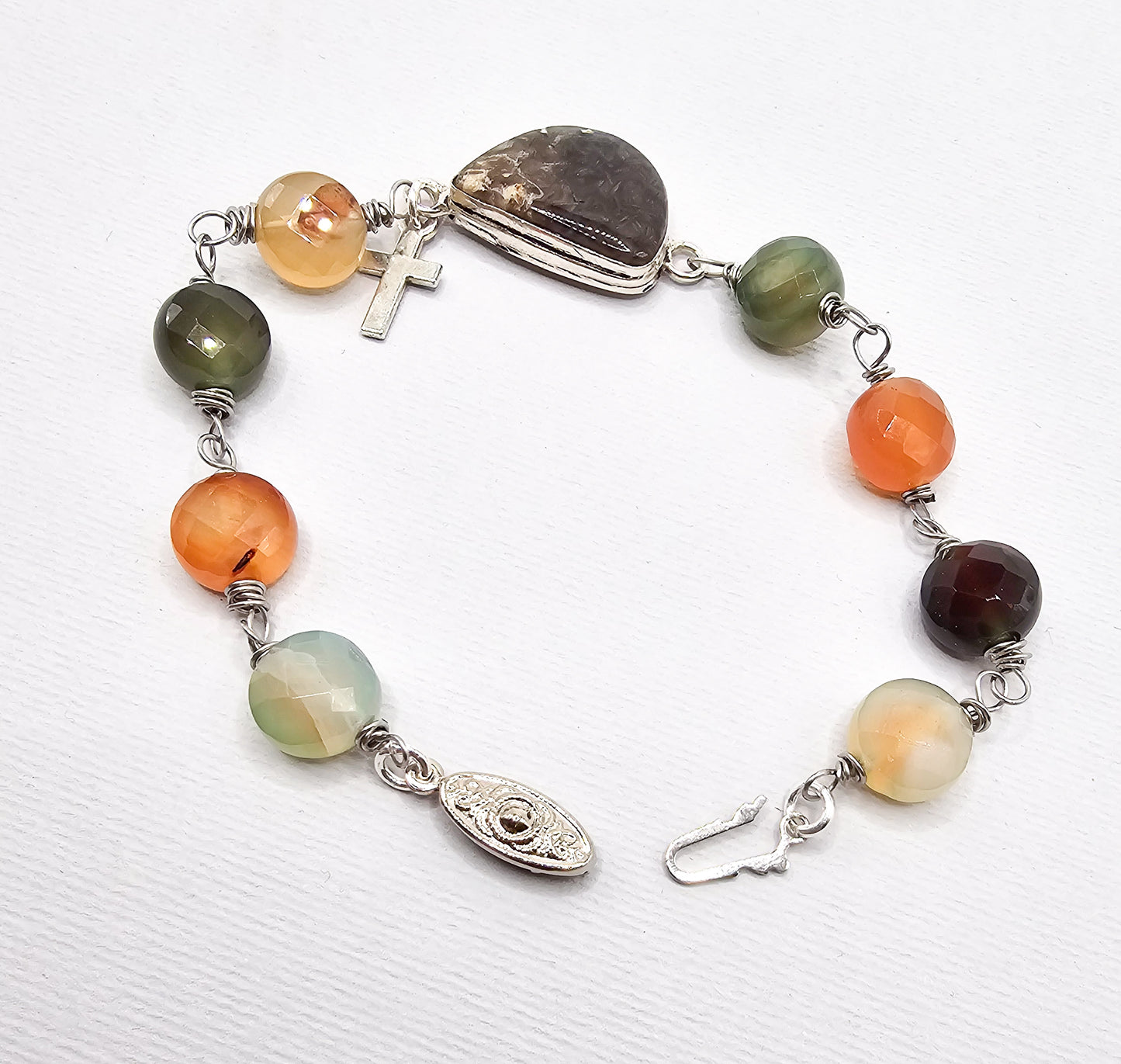 Agate Cross Gemstone Bracelet