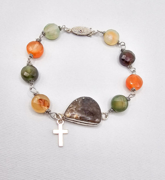 Agate Cross Gemstone Bracelet