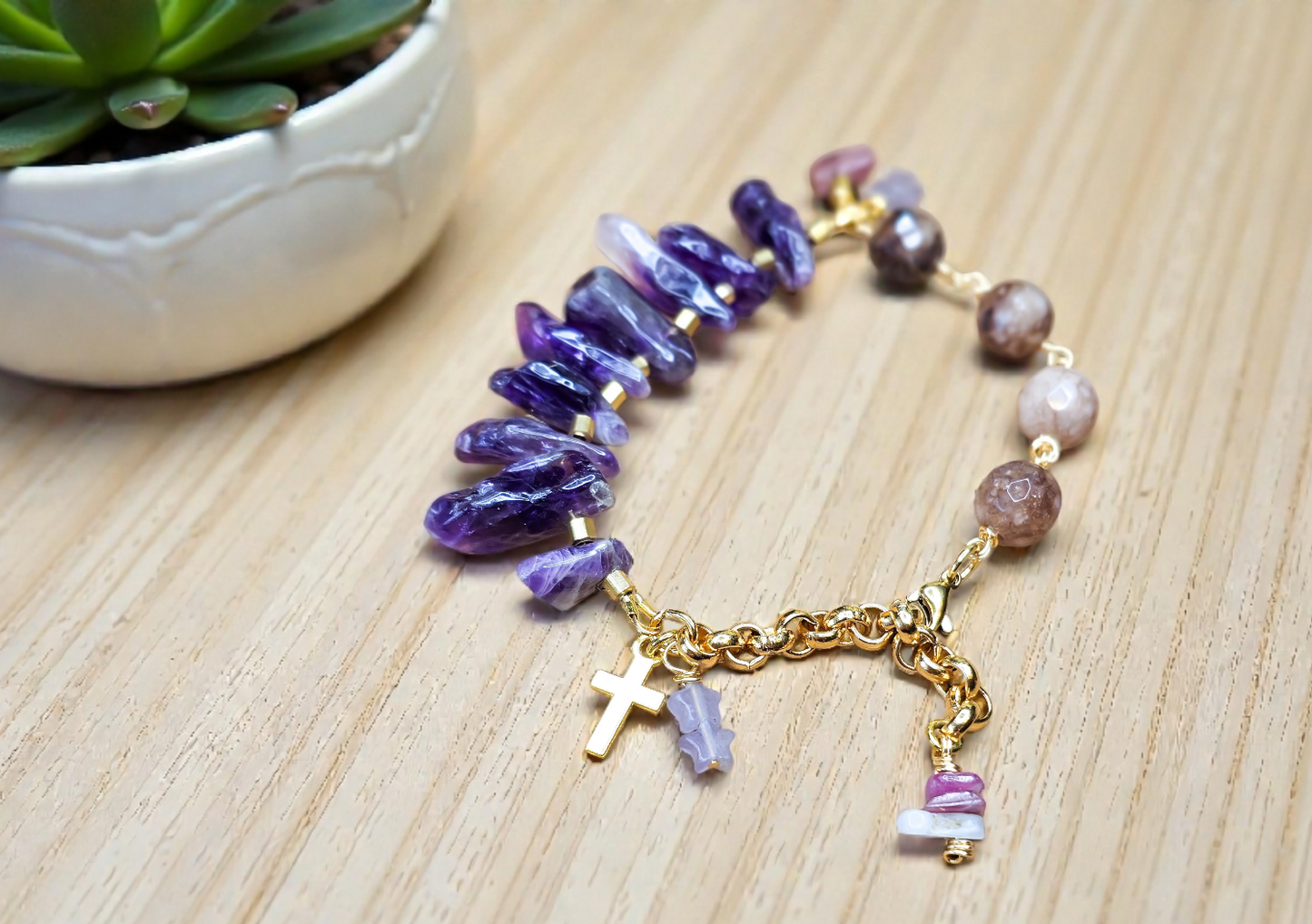 Amethyst Semi Precious Gemstone Bracelet