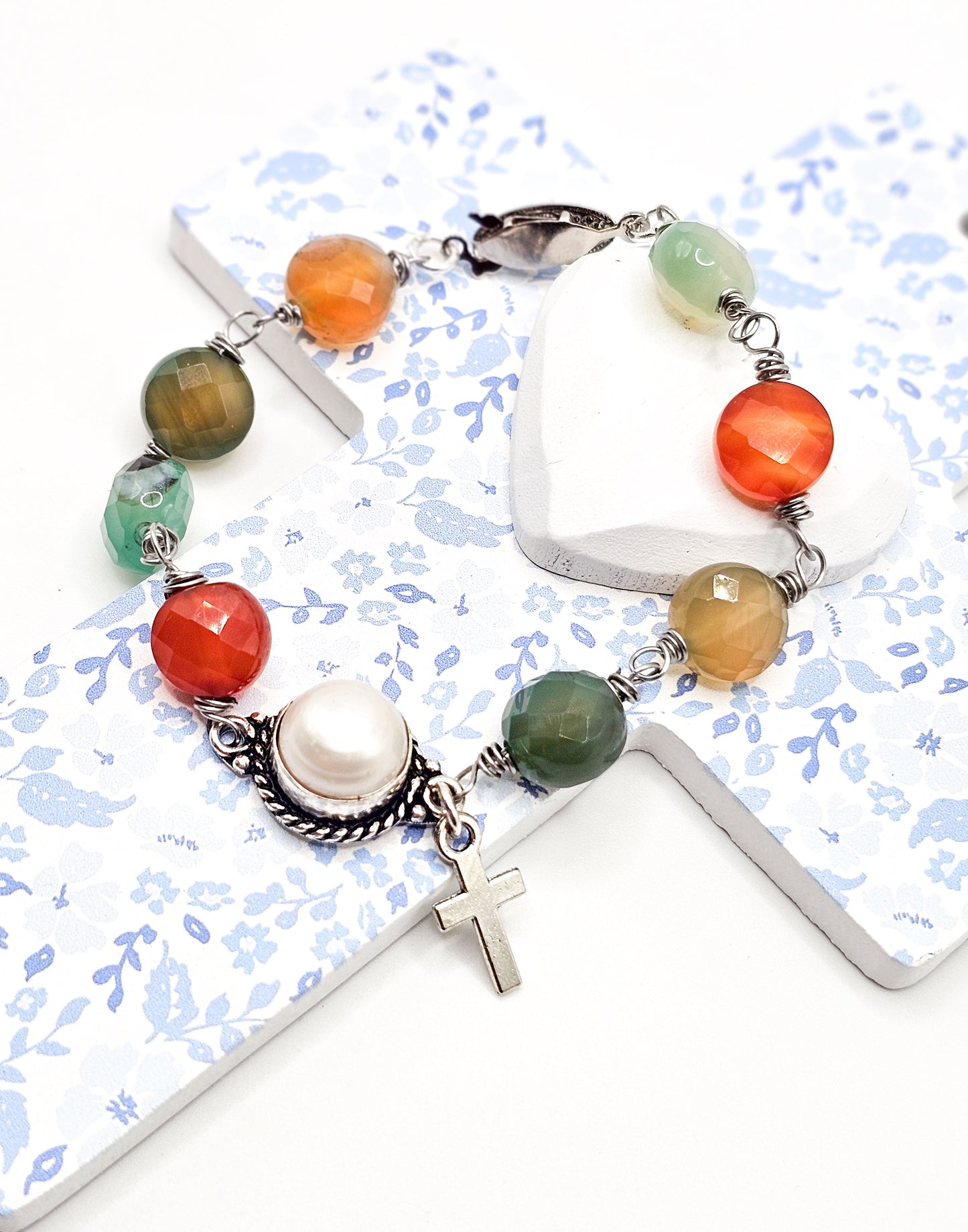 Pearl Cross Bracelet