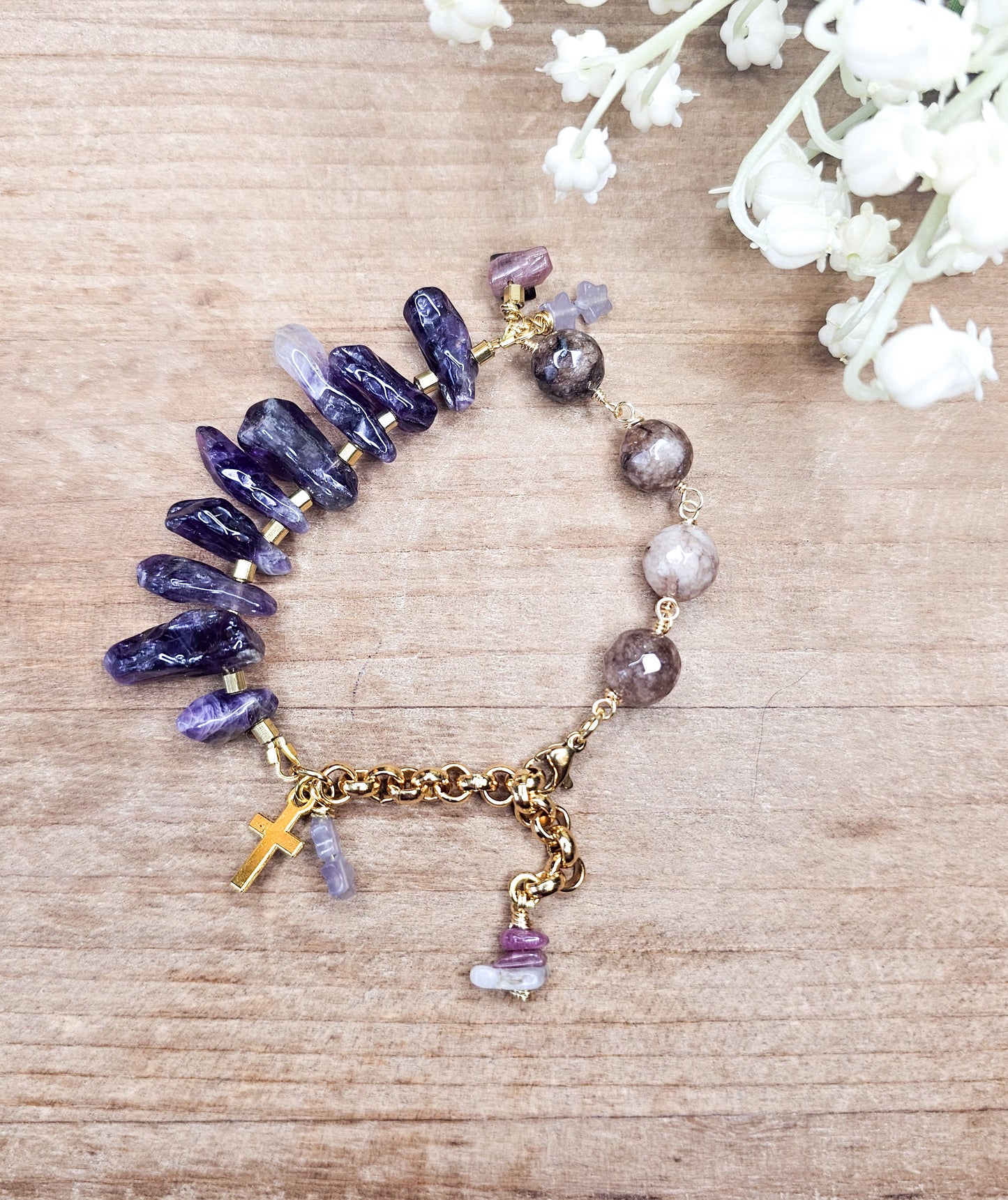 Amethyst Semi Precious Gemstone Bracelet