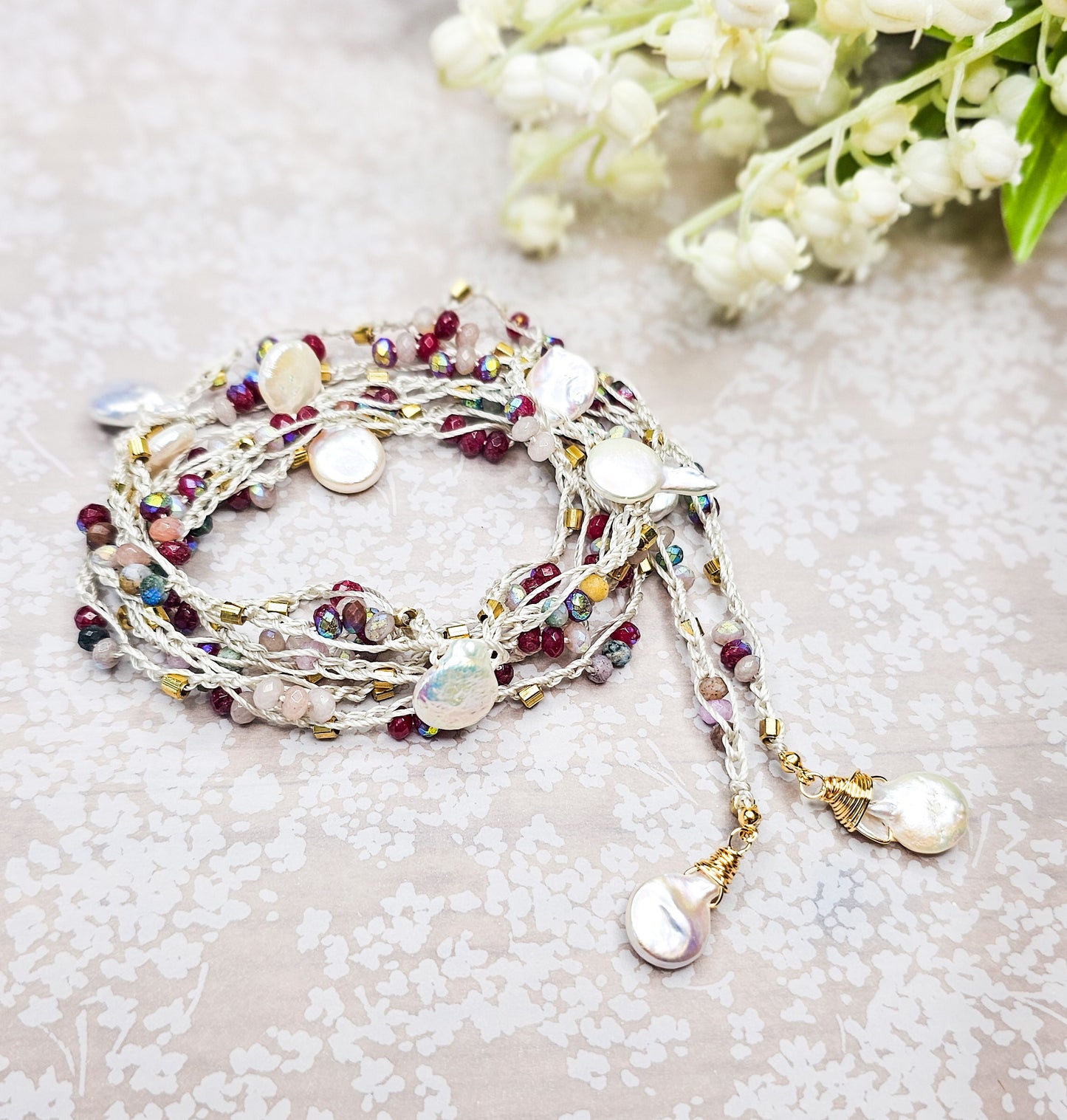 Bohemian Multi-Wrap Pearl Bracelet/Necklace