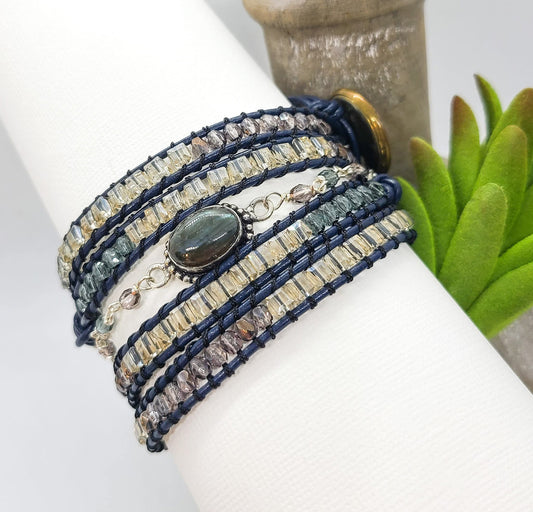 Labradorite Beaded Wrap Bracelet