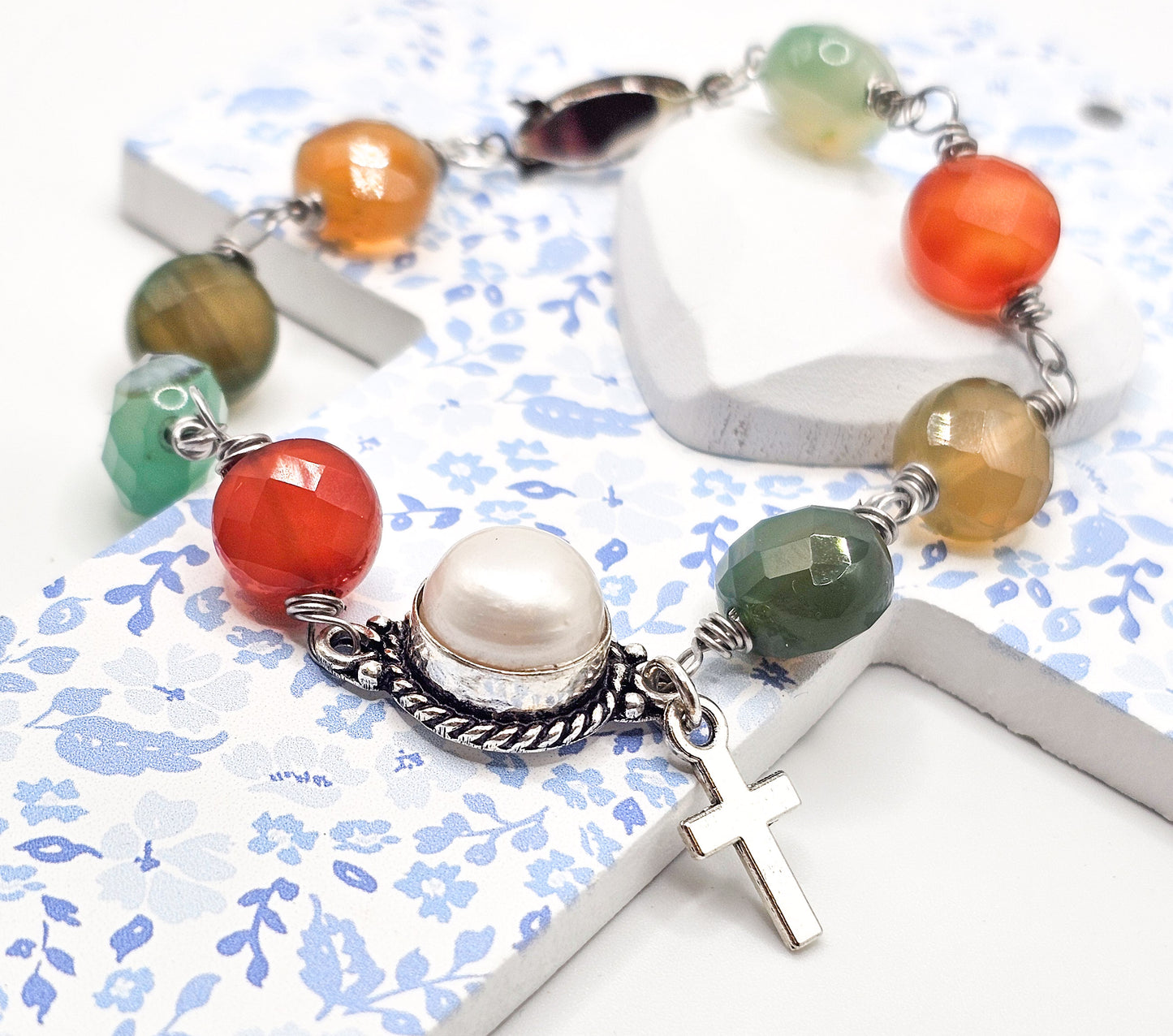 Pearl Cross Bracelet