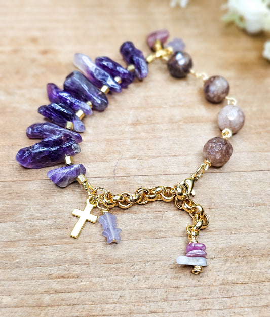 Amethyst Semi Precious Gemstone Bracelet