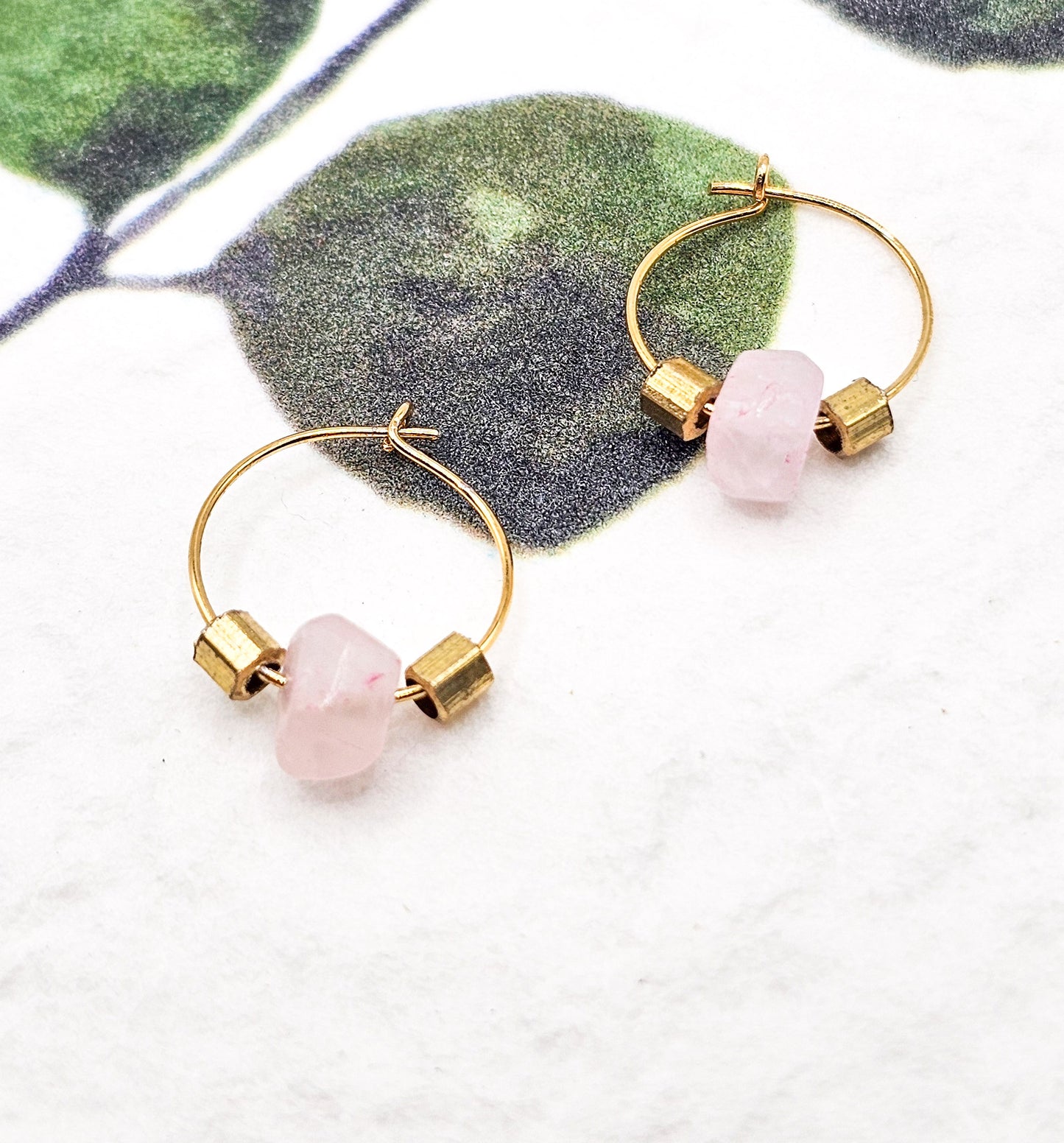 Gemstone Rose Quartz Earrings