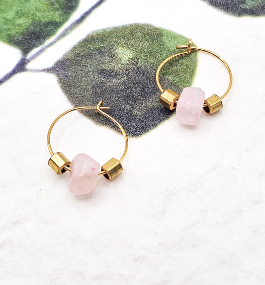 Gemstone Rose Quartz Earrings