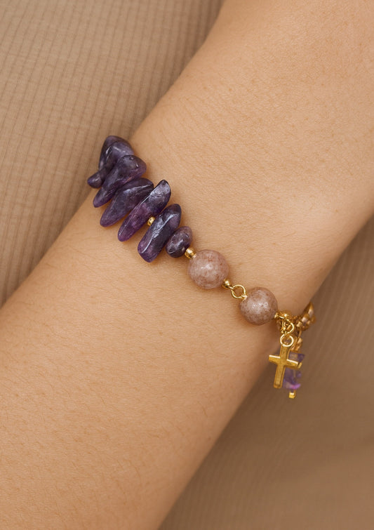 Amethyst Semi Precious Gemstone Bracelet